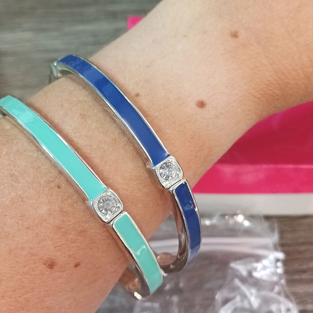 Set of 2 blues teal enamel stacking bracelets new! Premier Designs ombre